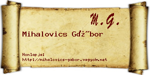 Mihalovics Gábor névjegykártya